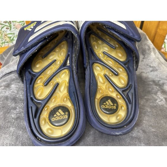 ADIDAS Vintage 2000 Y2k REPTOSSAGE Men's Slides Sandals Blue/Yellow Size 8 - Picture 8 of 12
